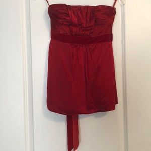 Red satin and velvet top